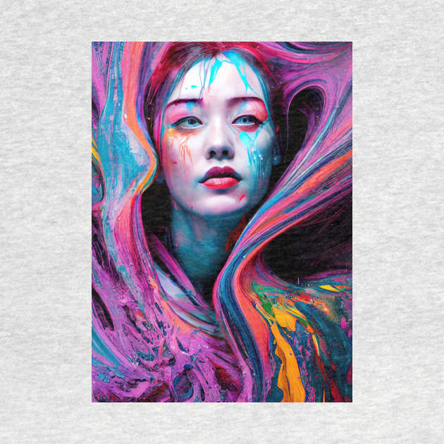 Painted Insanity Dripping Madness 6 - Abstract Surreal Expressionism Digital Art - Bright Colorful Portrait Painting - Dripping Wet Paint & Liquid Colors by JensenArtCo